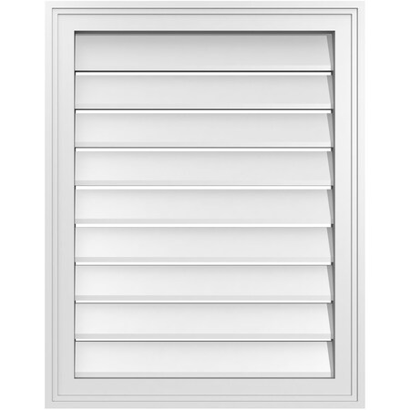Ekena Millwork Vertical Surface Mount PVC Gable Vent: Functional, w/ 2"W x 1-1/2"P Brickmould Frame, 22"W x 28"H GVPVE22X2802SF